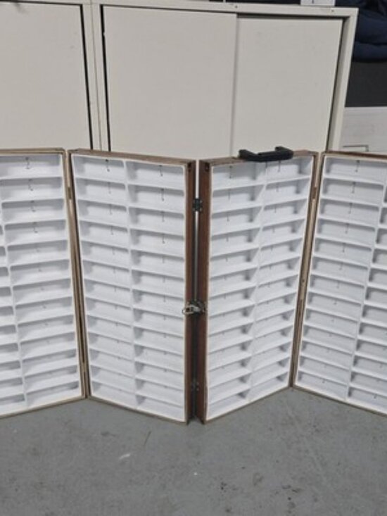 Vintage Folding Optical Sales Rep Display Case 144 Slot Eyeglass Sunglasses Wood main image 4